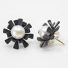 Folded Flower Pearl Earrings - stud